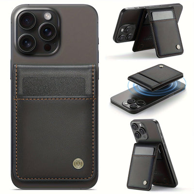 Stylish Magnetic Phone Card Holder - 2-in-1 RFID-Blocking Wallet & Phone Stand, Secure Credit Card Holder with Magnetic Closure, Durable Black Design for Everyday Use Maximus Echo