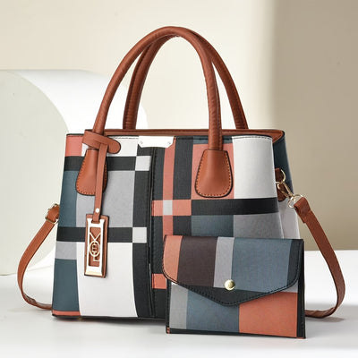 Elegant Women's Tote Bag | Checkered Design, Removable Shoulder Strap, Polyester Lined Interior, Perfect for Commuting - Maximus Echo