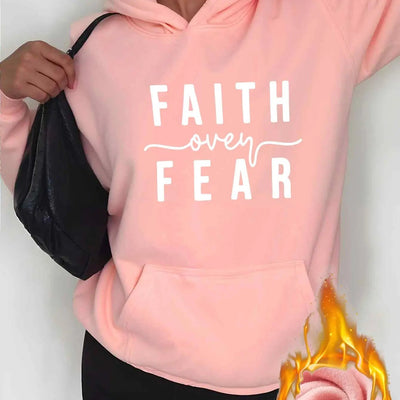 Women'S Hoodie - Faith Over Fear Inspirational Sweatshirt, Hooded Pullover with Front Pocket Maximus Echo
