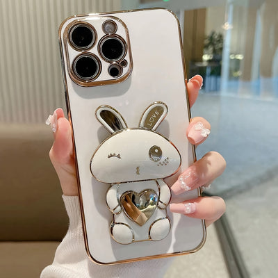 Cute And Minimalist Electroplated Rabbit Stand Case Designed for Iphone - Maximus Echo