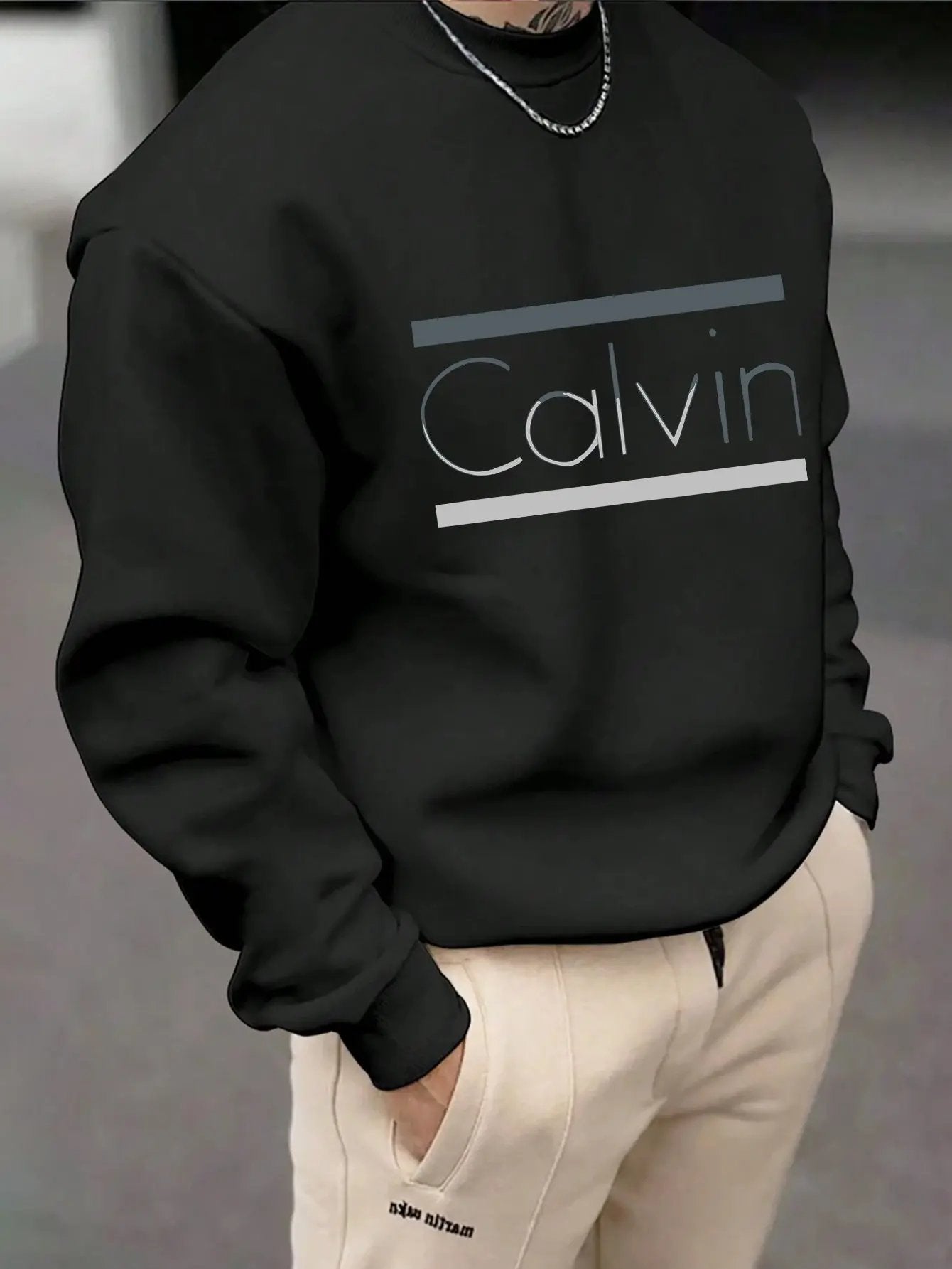 Brown Casual Pullover with "Calvin" Print, Comfortable H-Fit for Outdoor Maximus Echo