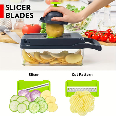 16-in-1 Vegetable Chopper, Professional Onion Chopper, Multifunctional Food Chopper, Kitchen Vegetable Slicer and Dicer - Maximus Echo