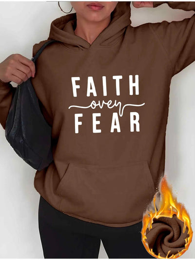 Women'S Hoodie - Faith Over Fear Inspirational Sweatshirt, Hooded Pullover with Front Pocket Maximus Echo
