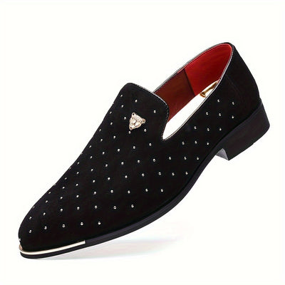 Plus Size Men's Solid Color Slip On Low Heel Loafer Shoes, Comfy Non Slip Durable Rubber Sole Fabric Dress Shoes, Men's Footwear - Maximus Echo