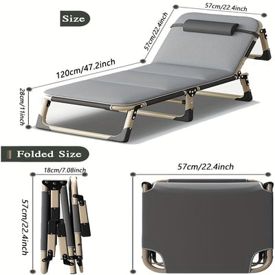 Gray Fabric Upholstery, Headrest and Armrests | Multi-Level Adjustment for Office Naps, Bedroom - Maximus Echo