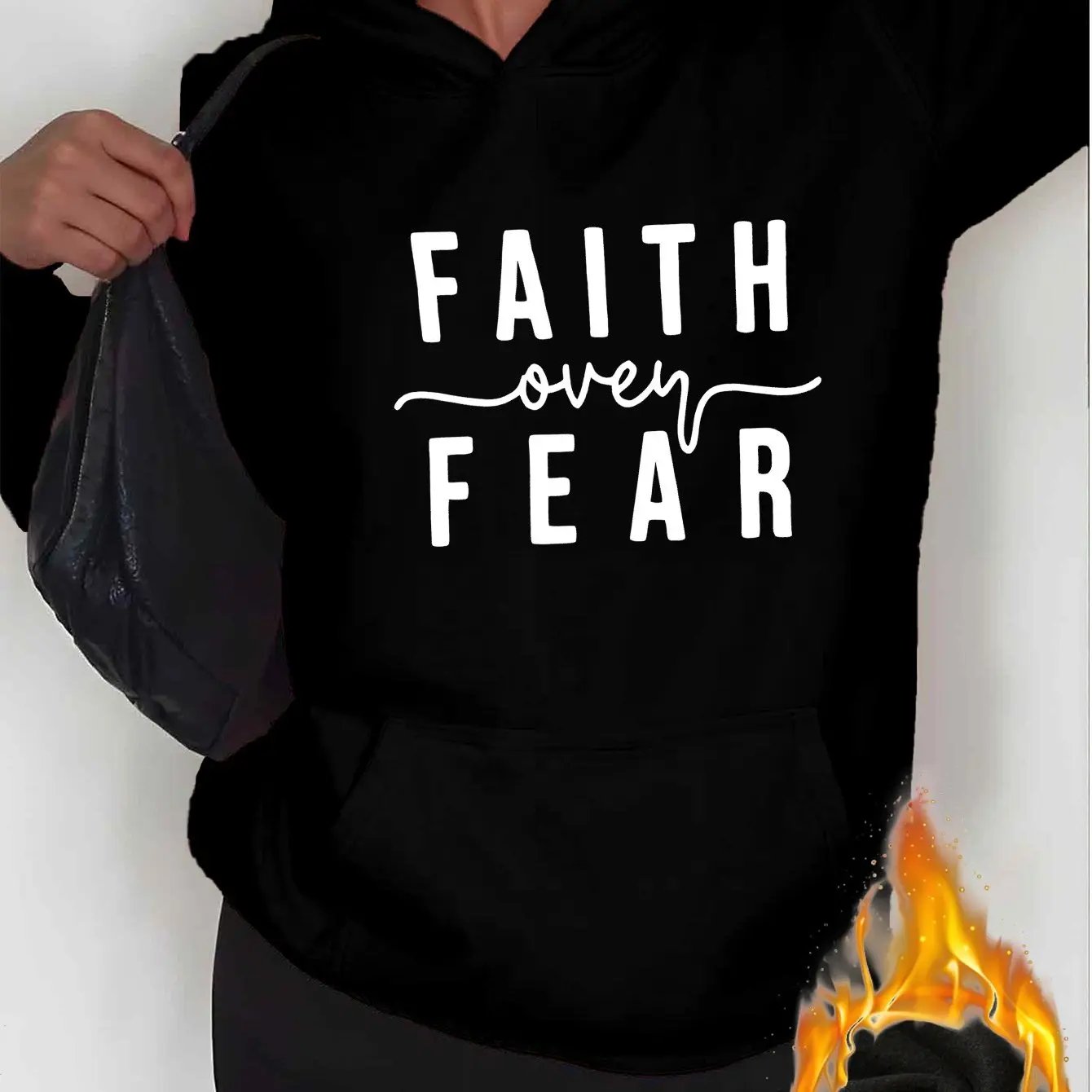Women'S Hoodie - Faith Over Fear Inspirational Sweatshirt, Hooded Pullover with Front Pocket Maximus Echo