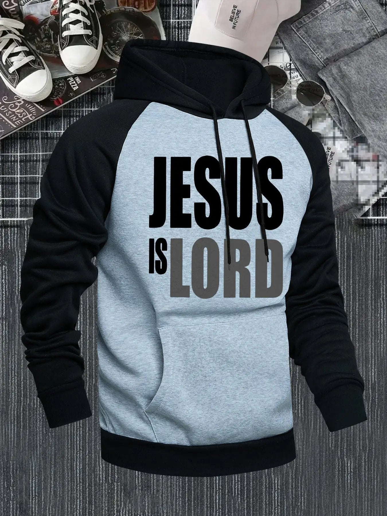 Men's Jesus is Lord Print Hooded Sweatshirt