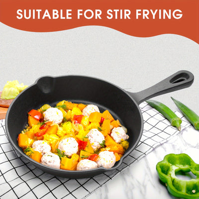 3pcs Non-Stick Cast Iron Skillet Set with Drip Spout - Perfect for Holiday Cooking, RV & Campfire Meals - Maximus Echo