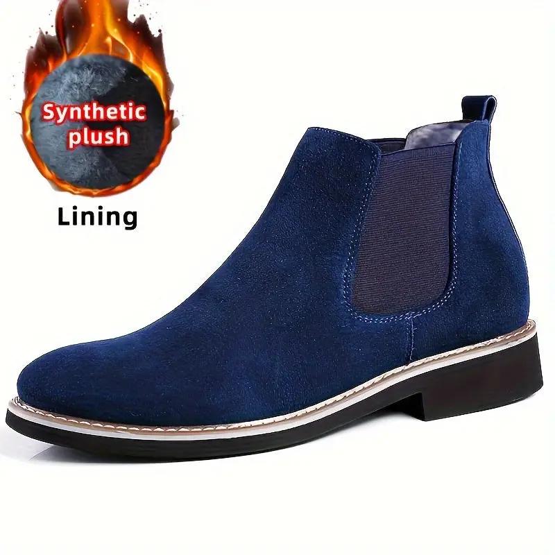Men's Boots - Upper, Rubber Sole, Slip-On Ankle Boots in Black, Blue, or Gray
