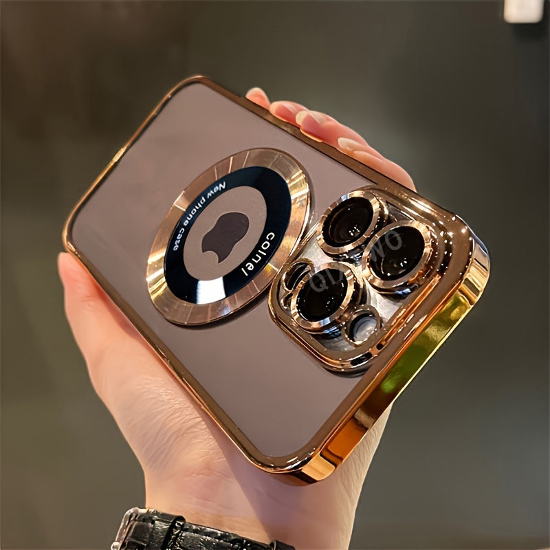 Luxury Phone Case | Transparent Magnetic Electroplated Hollow Logo TPU Shockproof for Iphone 11/12/13/14/15/16 Pro Max Plus - Maximus Echo