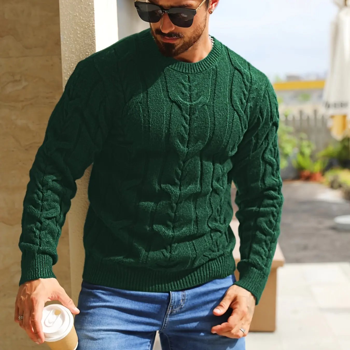 Crewneck Long Sleeve, Machine Washable H-Fit Ribbed Trim for Autumn Winter, Medium Elasticity Fabric Maximus Echo