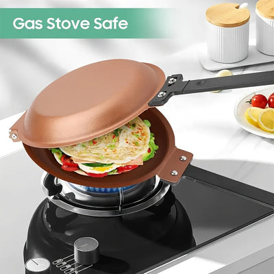 [Non-Stick Pancake Pan] Faridabio Double-Sided Pancake Pan | Non-Stick Copper, Easy to Flip, Durable & Dishwasher Safe, Ideal for Daily Cooking, Perfect Gift for Food Enthusiasts, Omelette Maker, Modern Kitchenware, Nonstick Maximus Echo