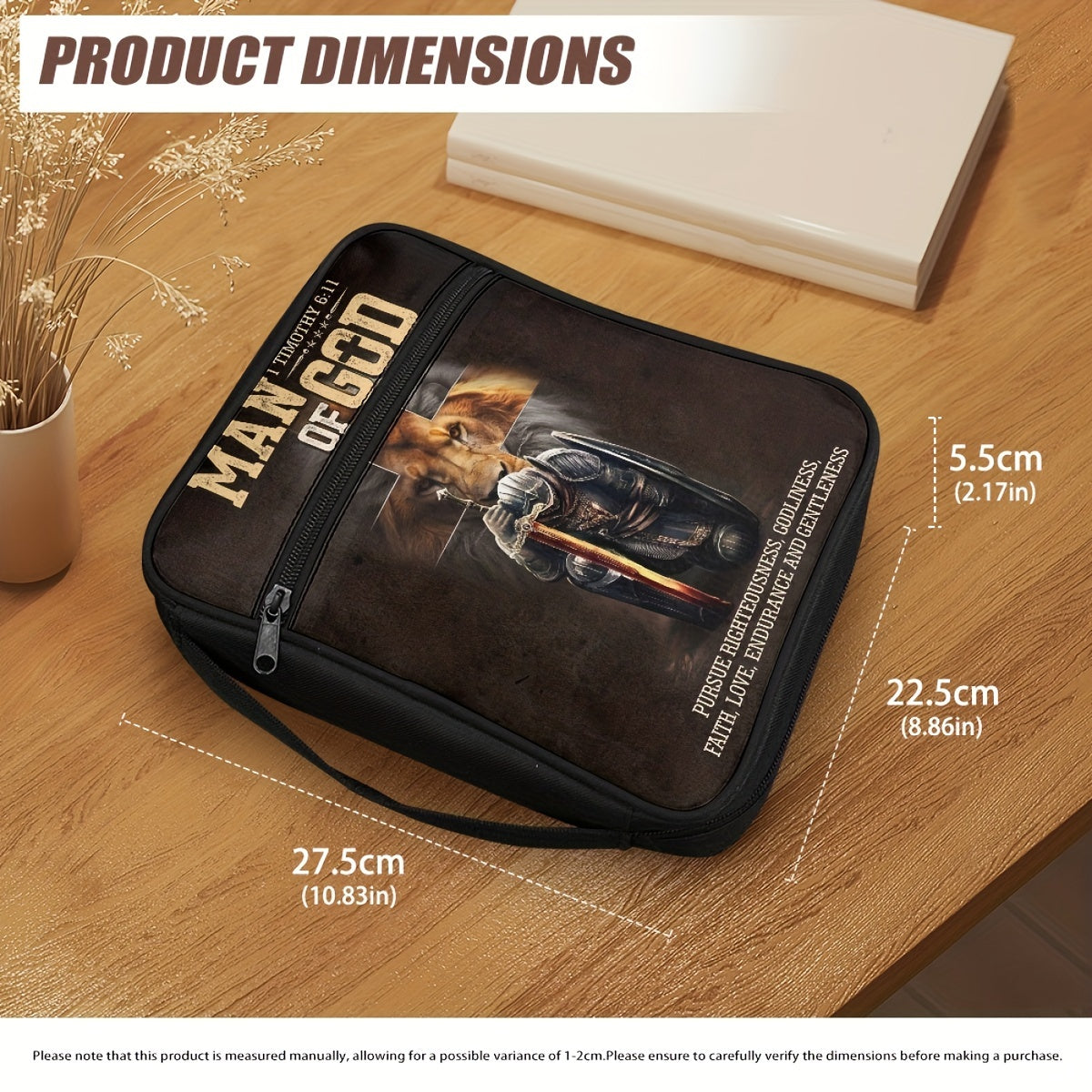 Man of God Bible Cover | Durable Leather Book Sleeve, Gift for Women, Spiritual Design Maximus Echo