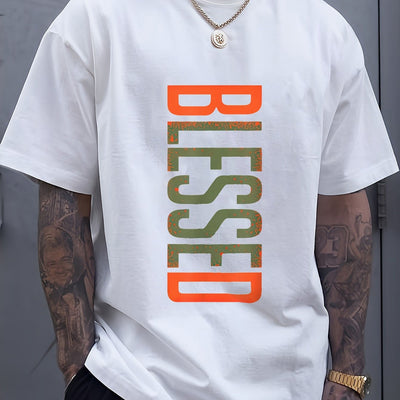 BLESSED 3D Printed Plus Size T-Shirt | Bold Geometric Lettering, Breathable Comfort Fit - Maximus Echo