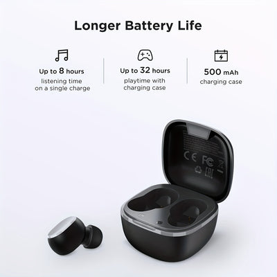 HTC True Wireless BT Earbuds 2, in-Ear Headphones Noise Cancellation, Built-in Mic/32H Playtime for Calling - Maximus Echo