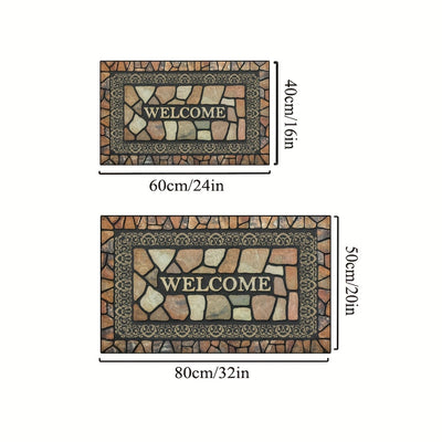 Non-Slip Stone Pattern Welcome Doormat Indoor Outdoor Entrance Carpet Home Decor Floor Mats - Maximus Echo