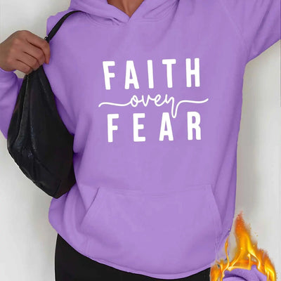 Women'S Hoodie - Faith Over Fear Inspirational Sweatshirt, Hooded Pullover with Front Pocket Maximus Echo