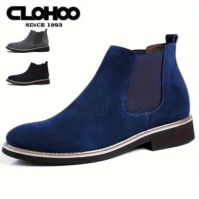 Men's Boots - Upper, Rubber Sole, Slip-On Ankle Boots in Black, Blue, or Gray