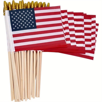 6pcs American Flags Small US Flags, Mini American Flag on Stick 4x6 Inch US American Hand Held Stick Flags - Maximus Echo