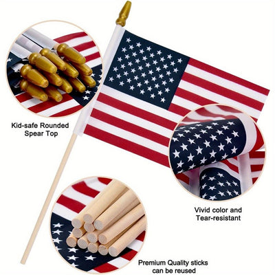6pcs American Flags Small US Flags, Mini American Flag on Stick 4x6 Inch US American Hand Held Stick Flags - Maximus Echo