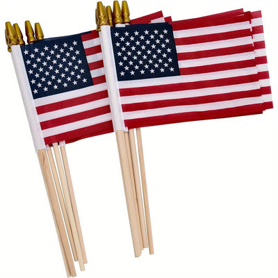 6pcs American Flags Small US Flags, Mini American Flag on Stick 4x6 Inch US American Hand Held Stick Flags - Maximus Echo