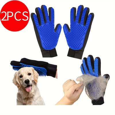 2-Pack Pet Grooming Gloves for Dogs & Cats, Gentle Non-Toxic Rubber Bristle Material, Massaging and Deshedding Hair Removal Mitts - Maximus Echo