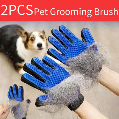 2-Pack Pet Grooming Gloves for Dogs & Cats, Gentle Non-Toxic Rubber Bristle Material, Massaging and Deshedding Hair Removal Mitts - Maximus Echo