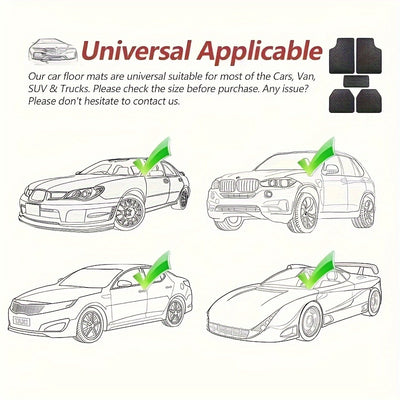 Universal 5pcs set of fashionable PU Leather car floor mats - checkered pattern, easy to install, enhanced interior protection - Maximus Echo