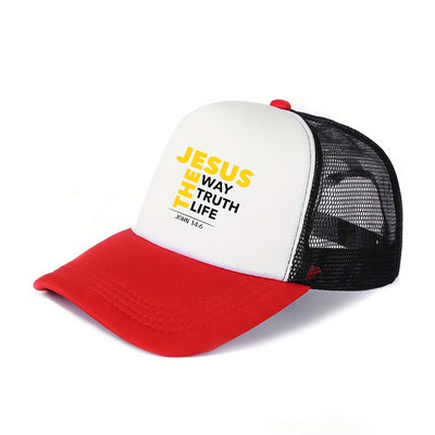 1pc Inspirational Mesh Baseball Cap "Jesus Way, Truth, Life" - Maximus Echo