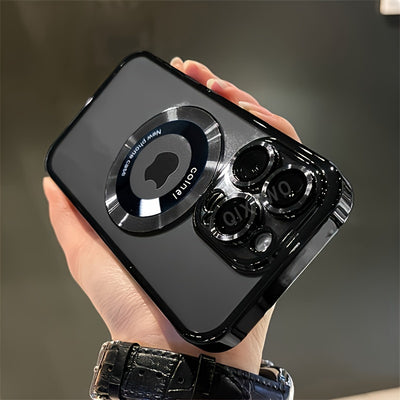 Luxury Phone Case | Transparent Magnetic Electroplated Hollow Logo TPU Shockproof for Iphone 11/12/13/14/15/16 Pro Max Plus - Maximus Echo