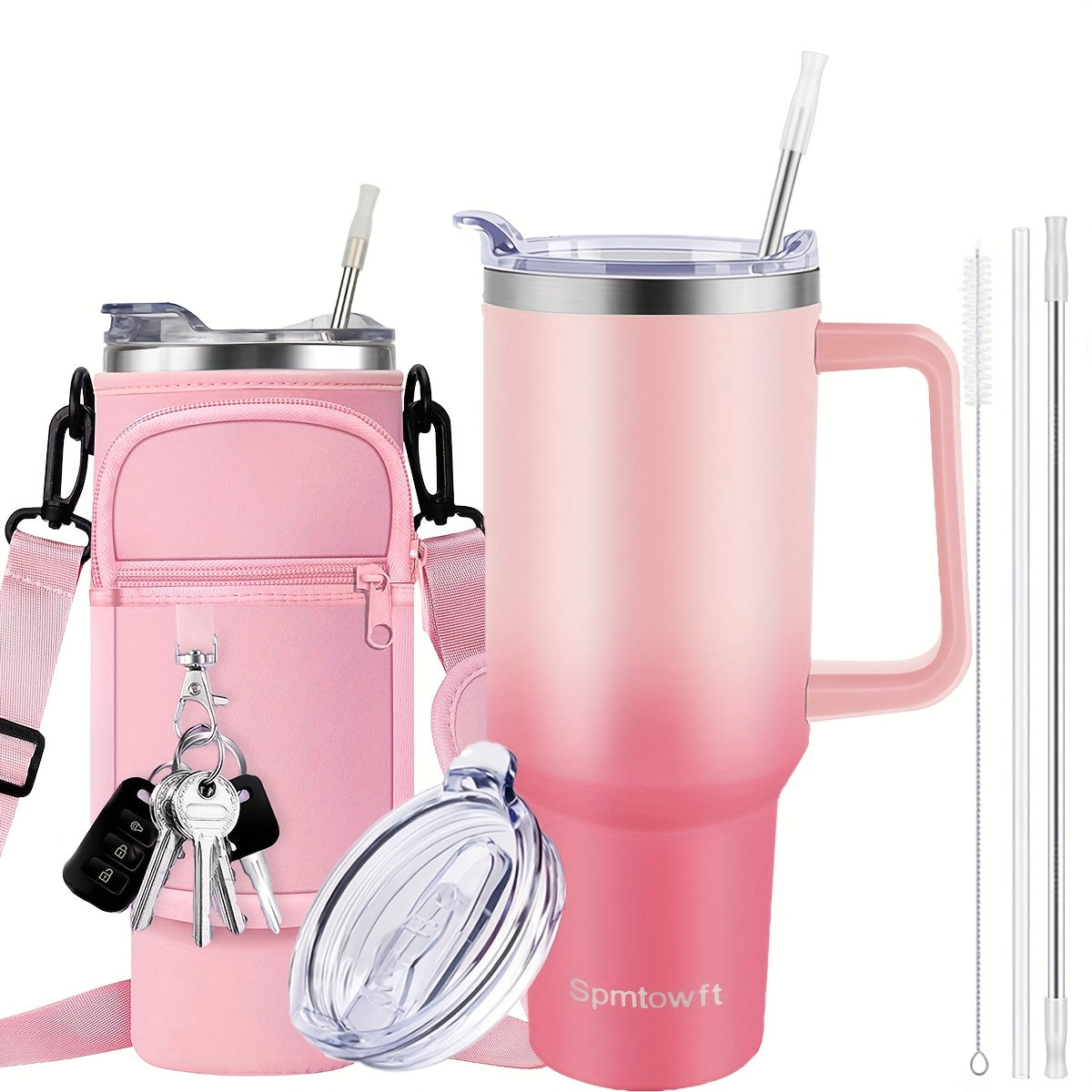 40oz Stainless Steel Tumbler with Handle - Double Vacuum Insulated Travel Mug - Maximus Echo