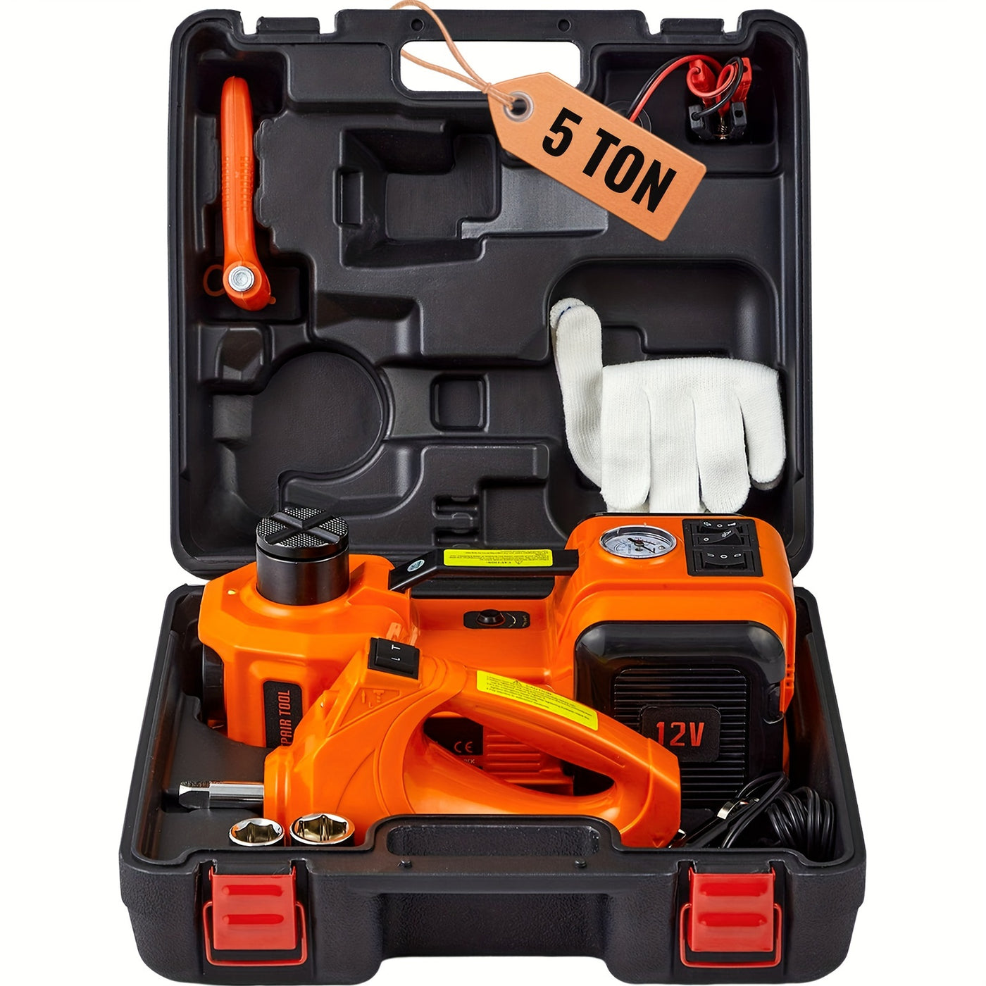 Happy buy Electric Car Jack | 5 Ton/11023 LBS | Hydraulic Jack Lift with Electric Impact Wrench, Built-in Inflatable Pump, And LED Light | for SUV MPV Sedan Truck | Garage Repair - Maximus Echo
