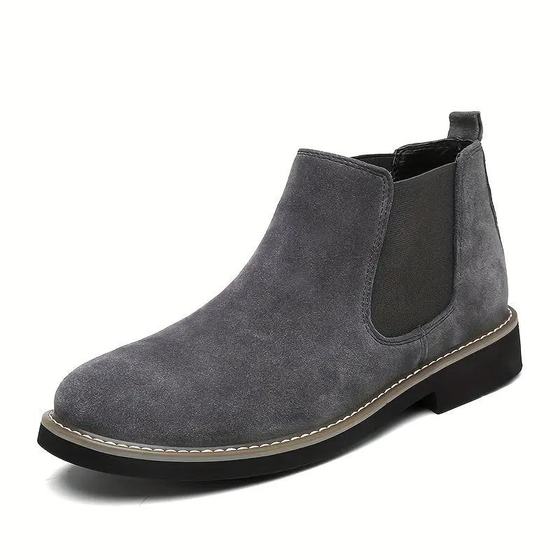 Men's Boots - Upper, Rubber Sole, Slip-On Ankle Boots in Black, Blue, or Gray