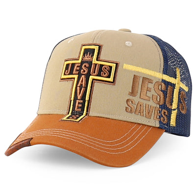 Jesus Saves Embroidered Curved Bill Trucker Cap - Maximus Echo