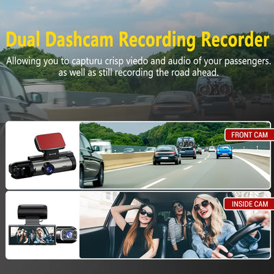 2K Dual Camera, Dash Cam For Cars, Front And Inside, Car Camera With IR Night Vision, Loop Recording, Wide Angle Car DVR Camera With 3.16 Inch IPS Screen, Car Dashboard Video Cam, With 32GB SD Card Optional. - Maximus Echo