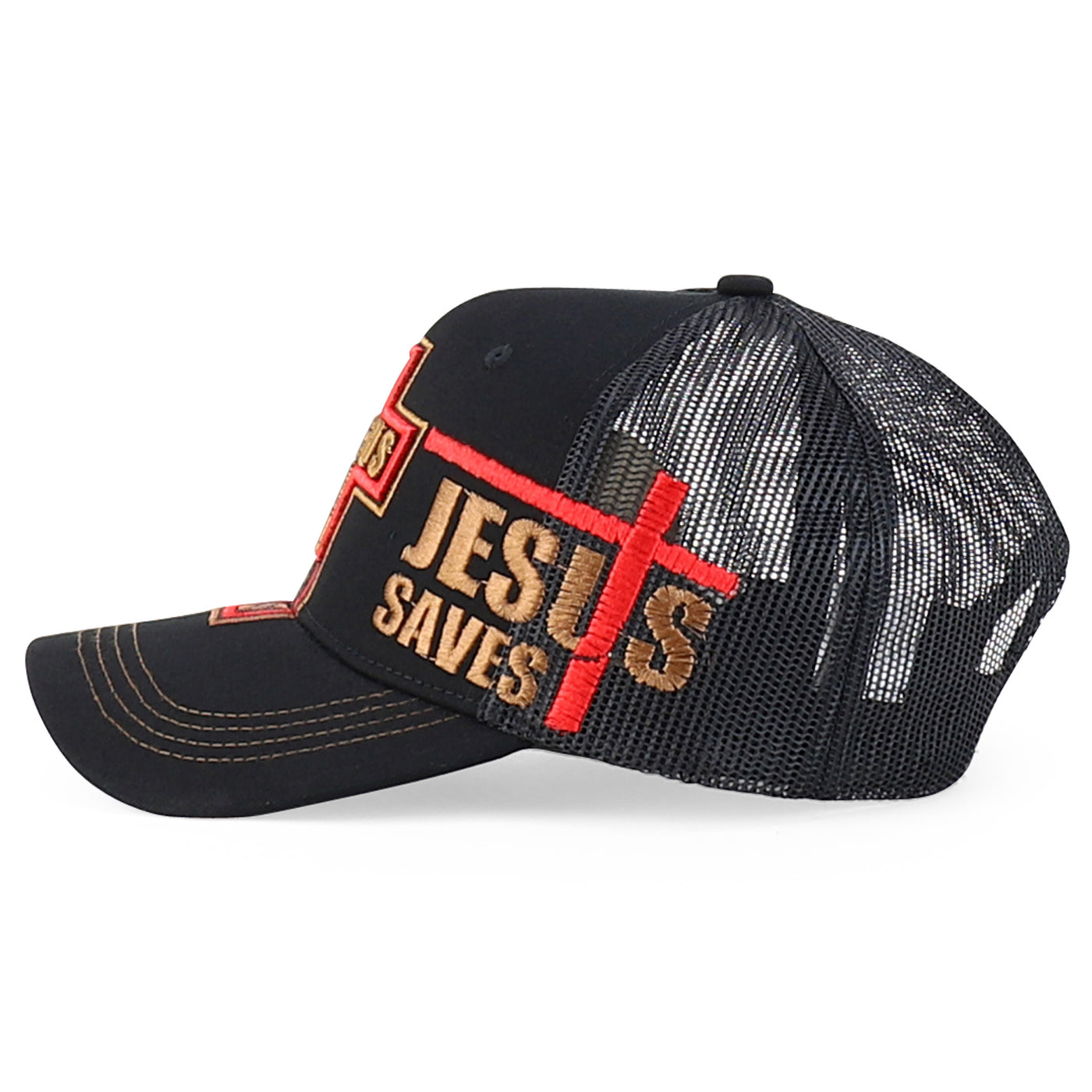 Jesus Saves Embroidered Curved Bill Trucker Cap - Maximus Echo