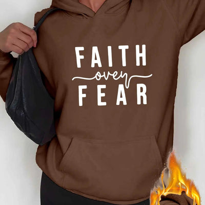 Women'S Hoodie - Faith Over Fear Inspirational Sweatshirt, Hooded Pullover with Front Pocket Maximus Echo
