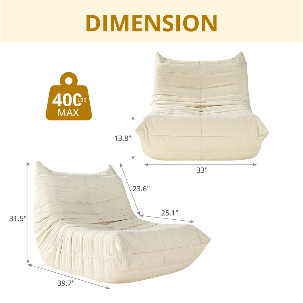 Bean Bag Beanbag Chair for Adults Fireside Floor Togo Sofa with High Density Comfortable Memory Foam for Living Room, Bedroom - Maximus Echo