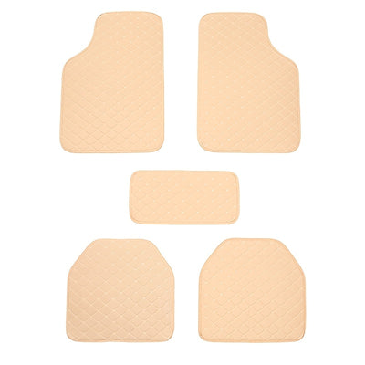 Universal 5pcs set of fashionable PU Leather car floor mats - checkered pattern, easy to install, enhanced interior protection - Maximus Echo