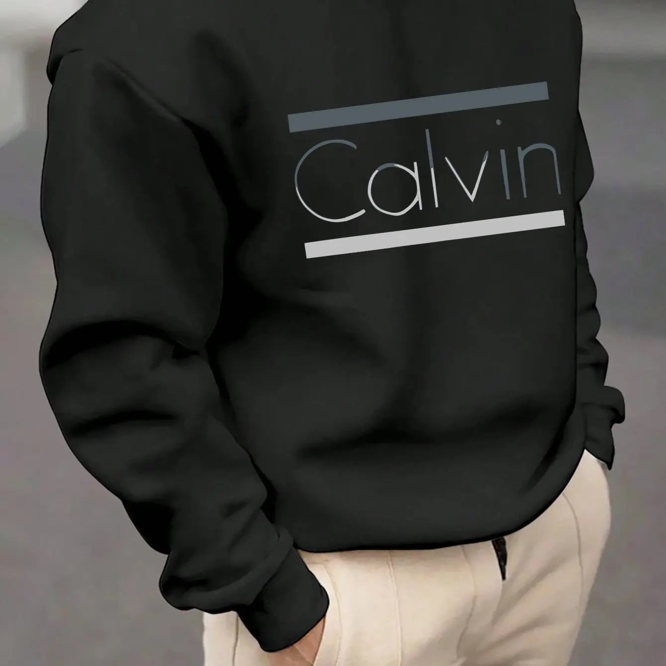 Brown Casual Pullover with "Calvin" Print, Comfortable H-Fit for Outdoor Maximus Echo