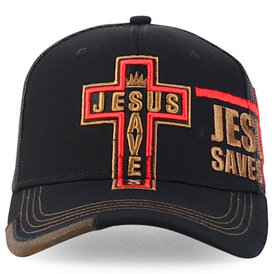 Jesus Saves Embroidered Curved Bill Trucker Cap - Maximus Echo