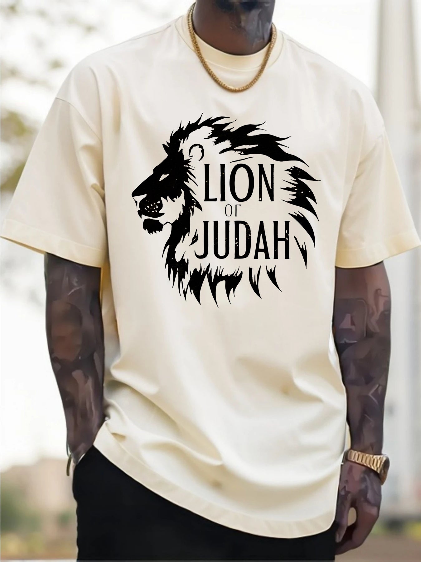 Lion of Judah Graphic T-Shirt - Men'S Red Tee with Bold Black Lion Design - Maximus Echo