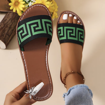 Summer Women's Slip-On Sandals | Black & White Striped, Breathable Fabric Upper - Maximus Echo