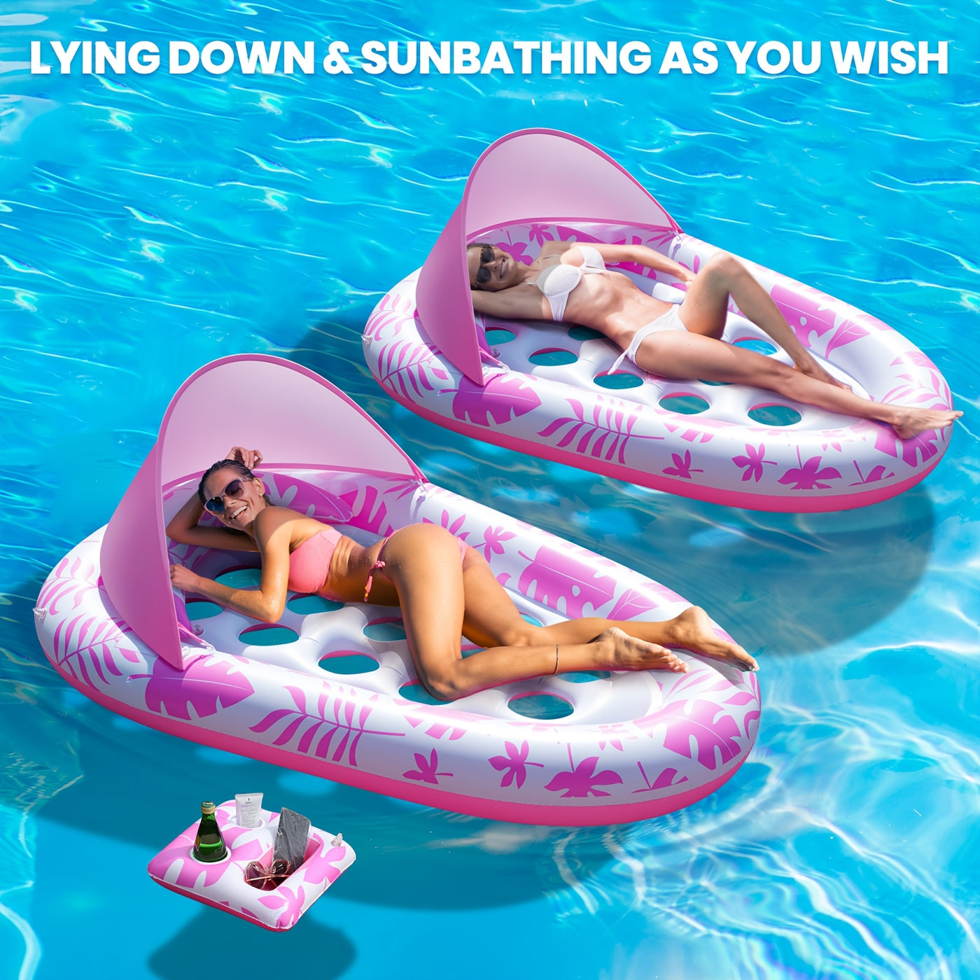Inflatable Pool Float Adult - Pool Floaties Lounger Floats Raft Floating Chair Water Floaties for Swimming Pool Lake Lounge Float with Cup Holders Beach Pool Party Toys for Adults - Maximus Echo