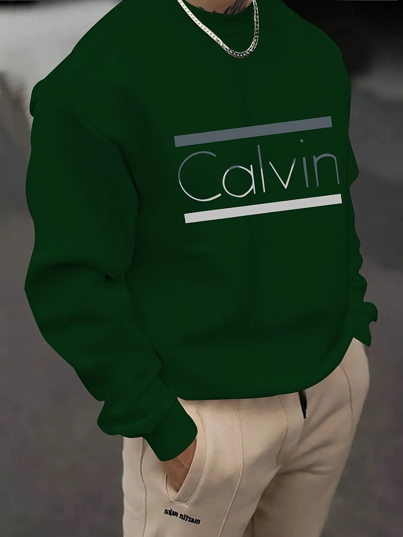 Brown Casual Pullover with "Calvin" Print, Comfortable H-Fit for Outdoor Maximus Echo