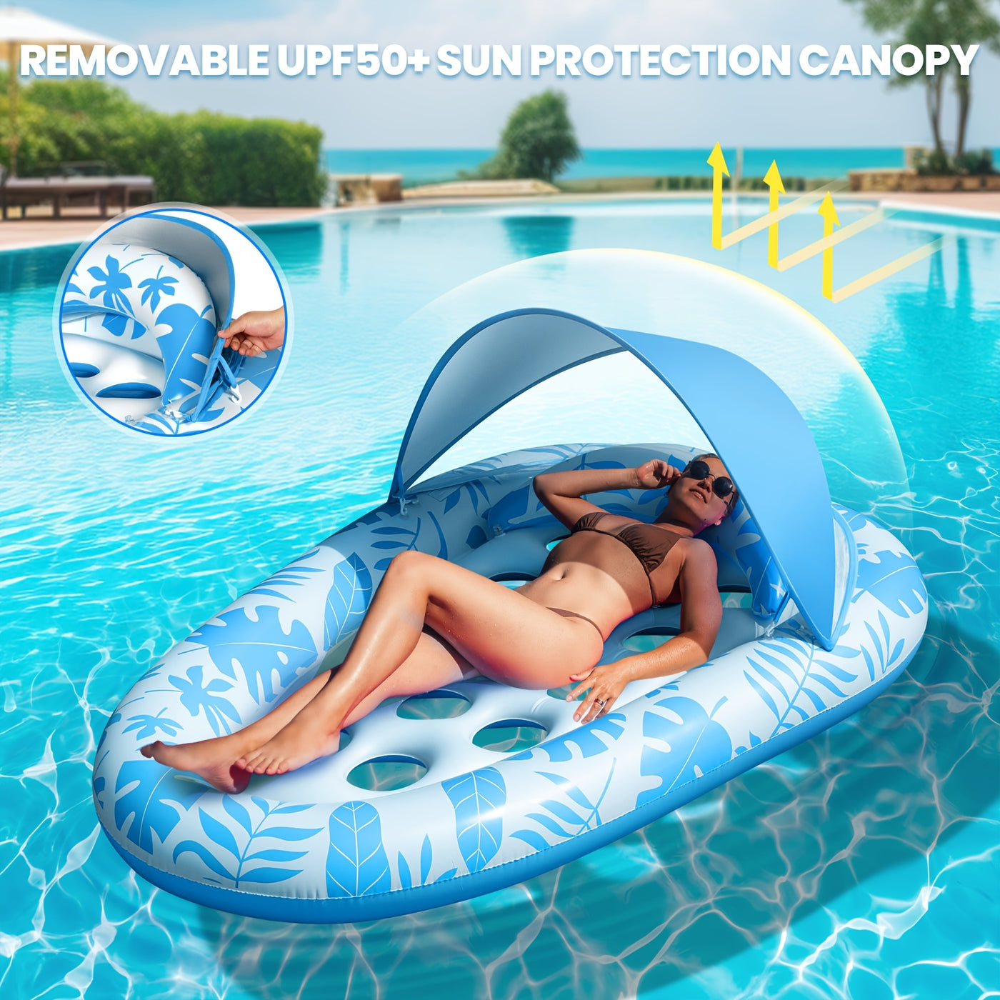 Inflatable Pool Float Adult - Pool Floaties Lounger Floats Raft Floating Chair Water Floaties for Swimming Pool Lake Lounge Float with Cup Holders Beach Pool Party Toys for Adults - Maximus Echo