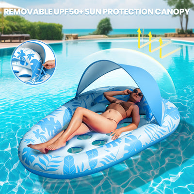 Inflatable Pool Float Adult - Pool Floaties Lounger Floats Raft Floating Chair Water Floaties for Swimming Pool Lake Lounge Float with Cup Holders Beach Pool Party Toys for Adults - Maximus Echo