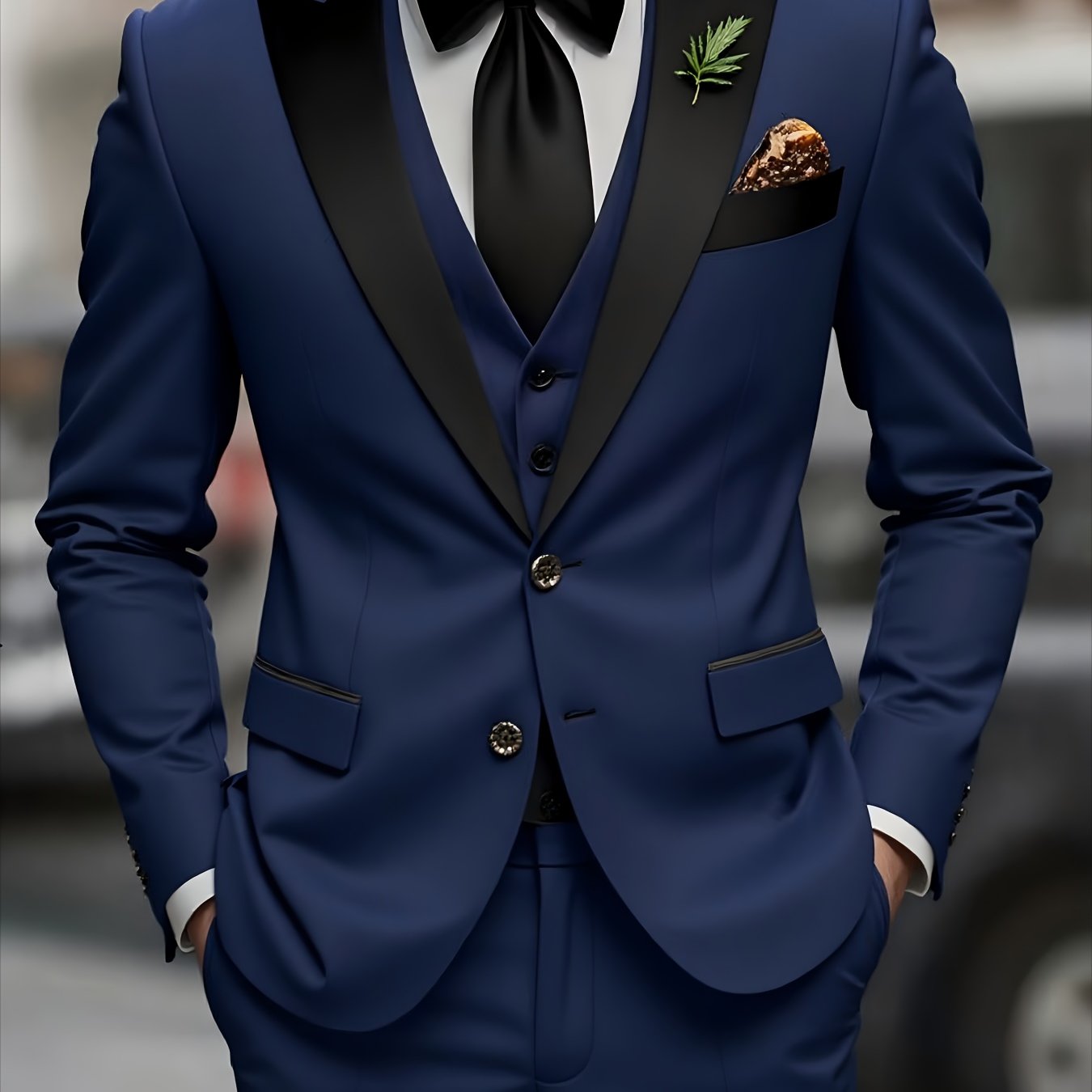 Men's 3pcs suit, plain color green fruit collar suit with jacket and formal trousers, suitable for business gatherings, graduation ceremonies, weddings and parties - Maximus Echo