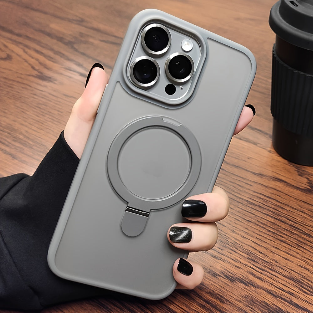 For iPhone 11/12/13/14/15/16 Pro Max Plus, Luxury Magnetic Holder Armor Shockproof Wireless Charging Phone Case - Maximus Echo
