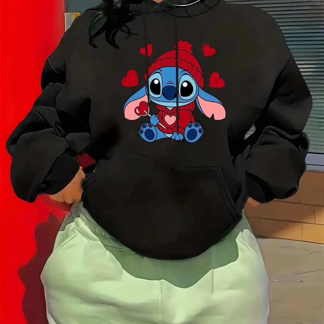 Disney Stitch Official Stitch Sweater - Women's Hooded Pullover Sweatshirt Maximus Echo